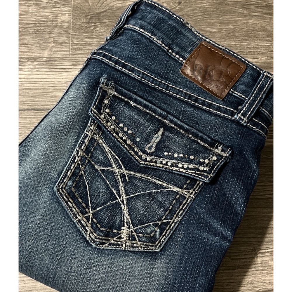 BKE Sabrina Boot Stretch Rhinestone Embroidery LowRise Jean SZ 29x31.5 (31x31.5)